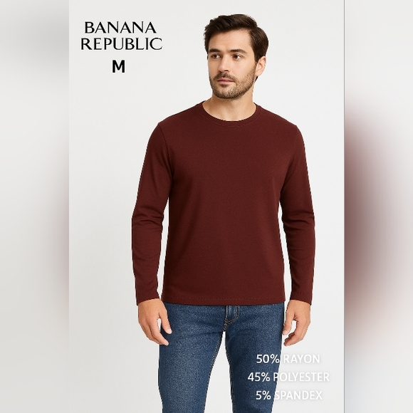 Banana Republic Other - Banana Republic Men’s Long Sleeve Pullover – Burgundy – Size M